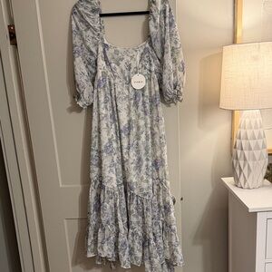 Storia Blue Floral Long Sleeve Dress